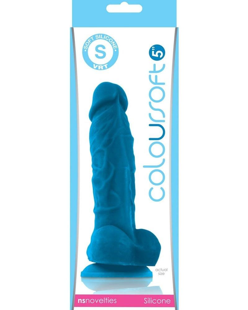 Pene realista de silicona Coloursoft de color azul de 5 pulgadas