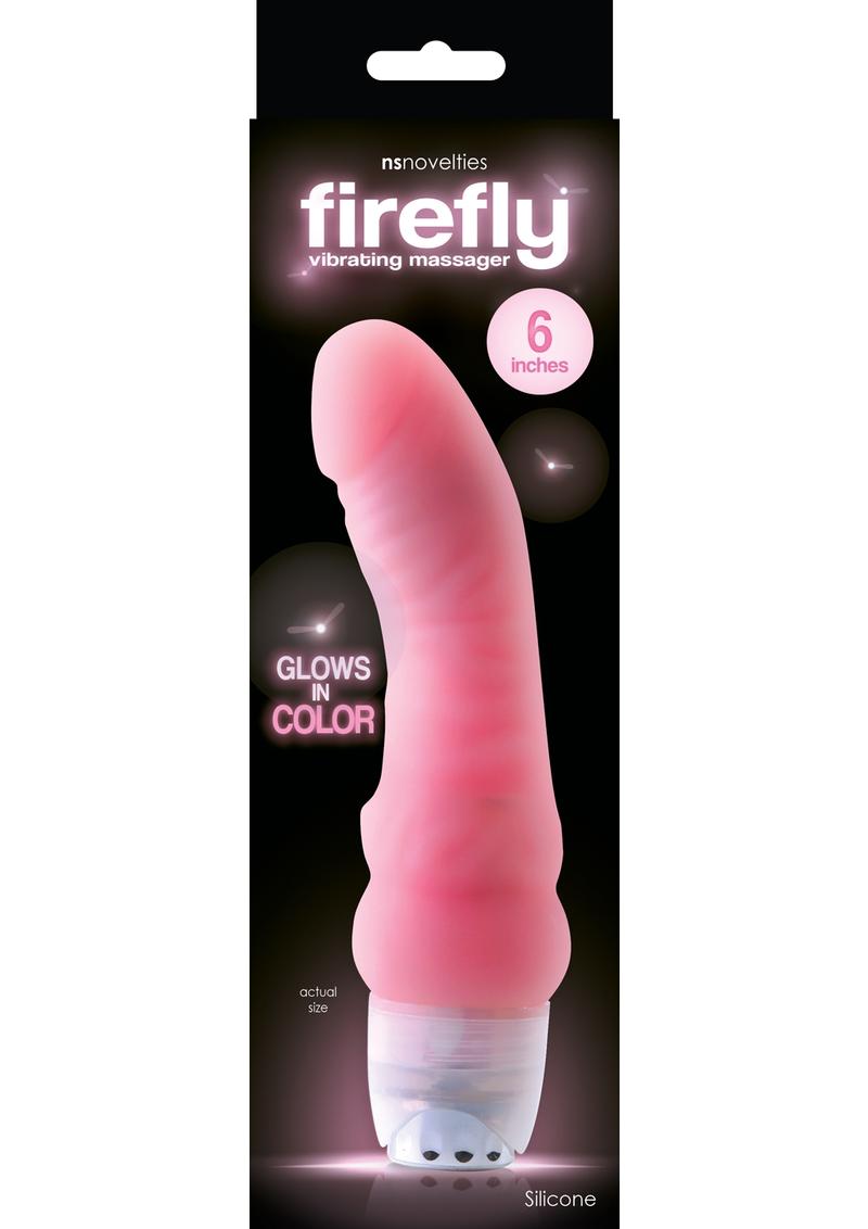 Firefly Vibrating Massager Glow In The Dark Silicone Vibe Waterproof Pink 6 Inch
