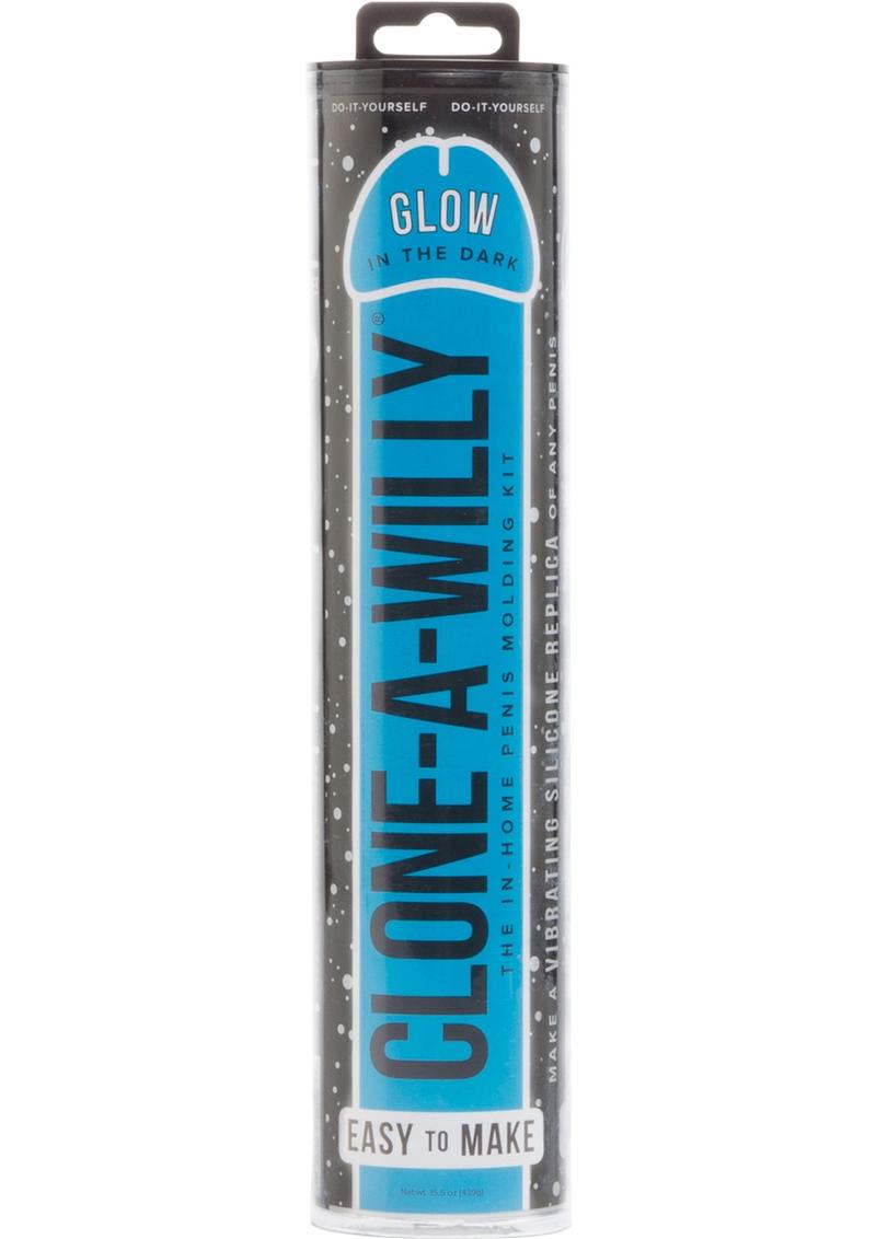 Clone A Willy Silicone Vibrating In Home Penis Molding Kit Glow In The Dark Blue