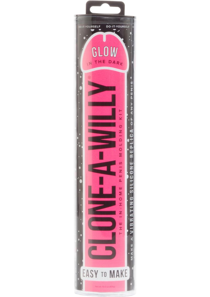 Clone A Willy Silicone Vibrating In Home Penis Molding Kit Glow In The Dark Pink