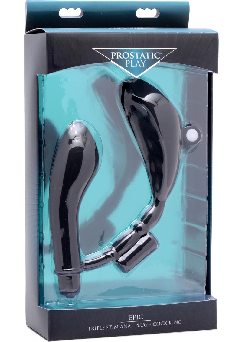 Prostatic Play Epic Triple Stim Anal Plug And Cock Ring Black