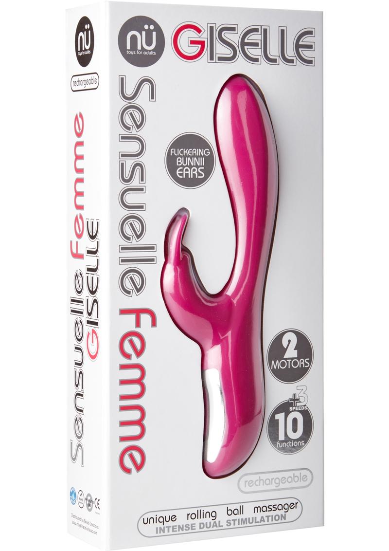 Nu Sensuelle Femme Giselle 10X Rechargeable Rabbit Massager Waterproof Magenta