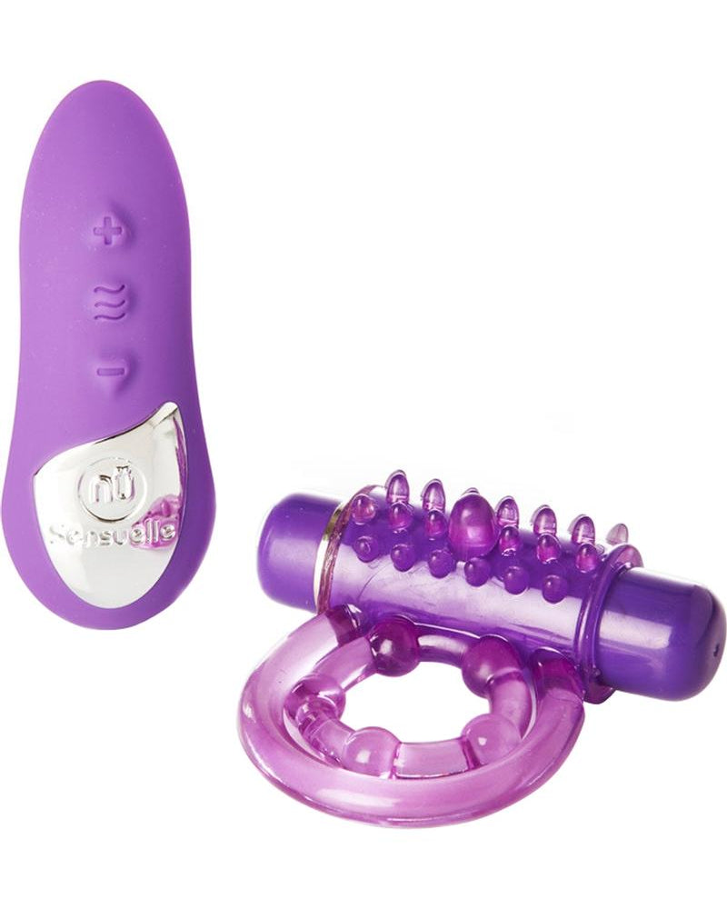 Anillo bala recargable con control remoto inalámbrico Nu Sensuelle 15X, resistente al agua, color azul