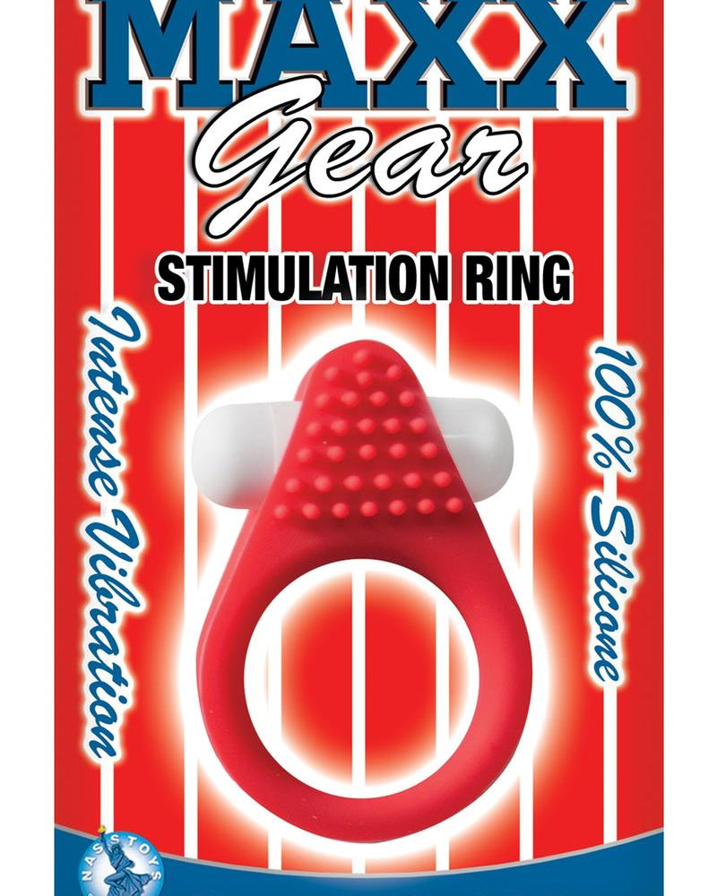 Anillo de estimulación Maxx Gear de silicona resistente al agua, color rojo
