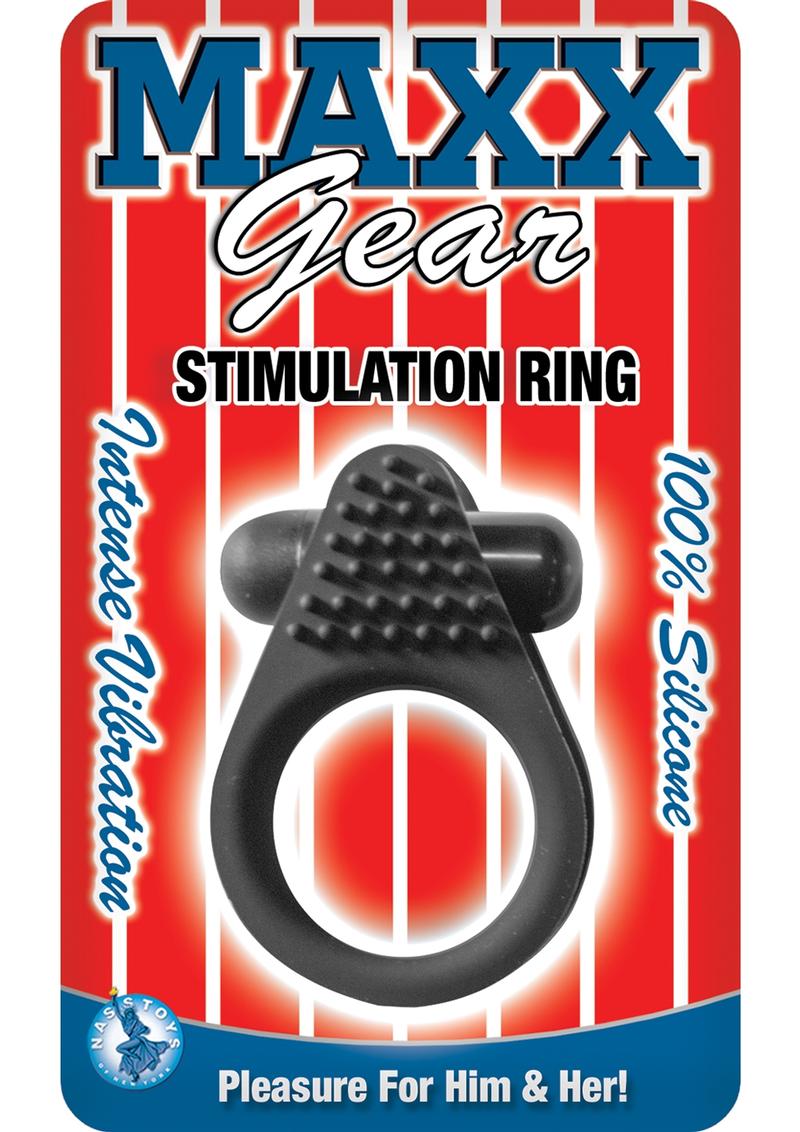 Anillo de estimulación Maxx Gear de silicona resistente al agua y color negro