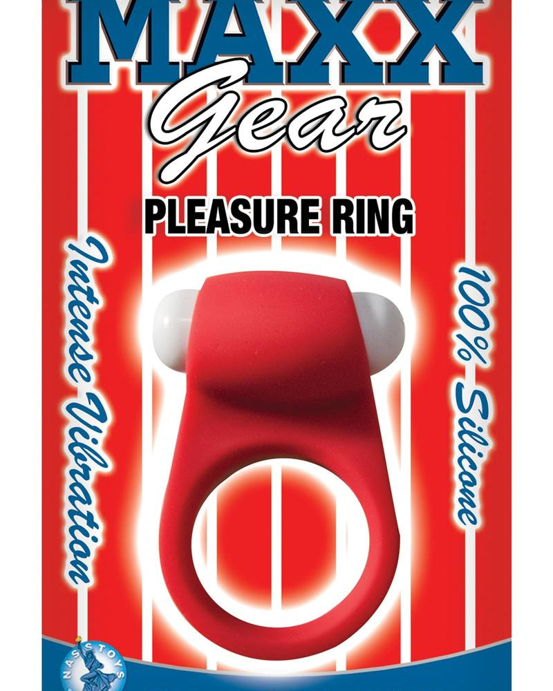 Anillo de placer Maxx Gear de silicona resistente al agua, color rojo