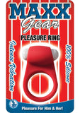 Anillo de placer Maxx Gear de silicona resistente al agua, color rojo