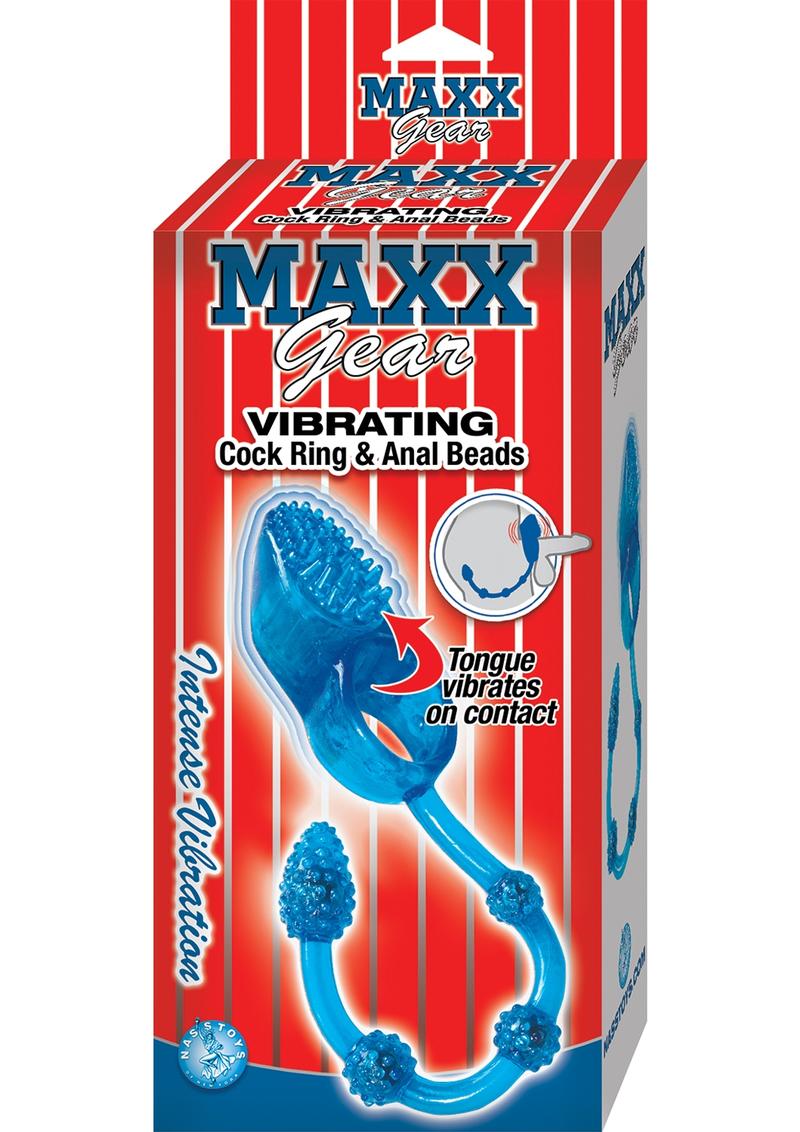 Maxx Gear Vibrating Cock Ring and Anal Beads Blue