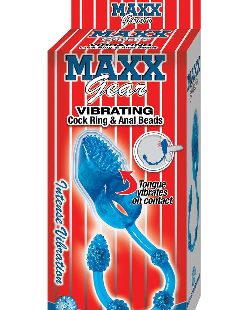 Maxx Gear Vibrating Cock Ring and Anal Beads Blue