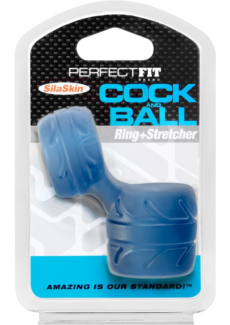 Perfect Fit Cock And Ball Ring And Stretcher Blue