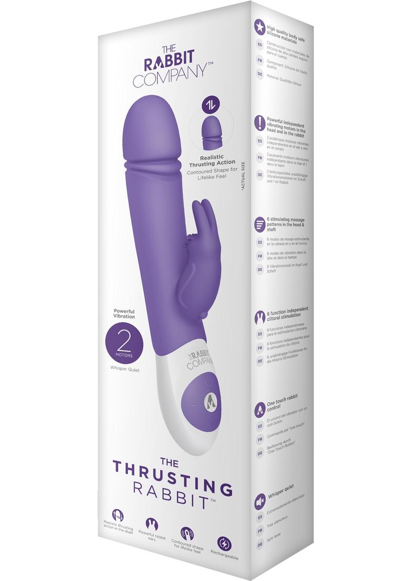 Vibrador de silicona para estimulación del clítoris recargable por USB Thrusting Rabbit, resistente a salpicaduras, color morado