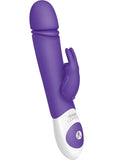 Vibrador de silicona para estimulación del clítoris recargable por USB Thrusting Rabbit, resistente a salpicaduras, color morado