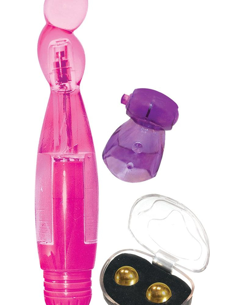 Lovers Kit 1 For Him And Her Vibrator Vibrating Cock Ring BenWa Balls Waterproof Pink Purple Gold