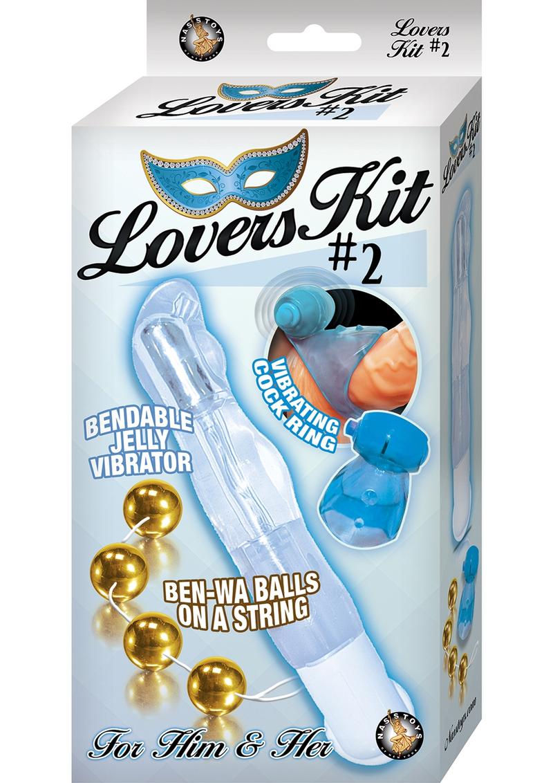 Kit de Amantes 2 para Él y para Ella Vibrador Anillo Vibrador para el Pene Bolas BenWa Impermeable Azul Transparente Dorado