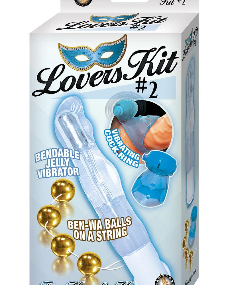 Lovers Kit 2 For Him And Her Vibrator Vibrating Cock Ring BenWa Balls Waterproof Blue Clear Gold