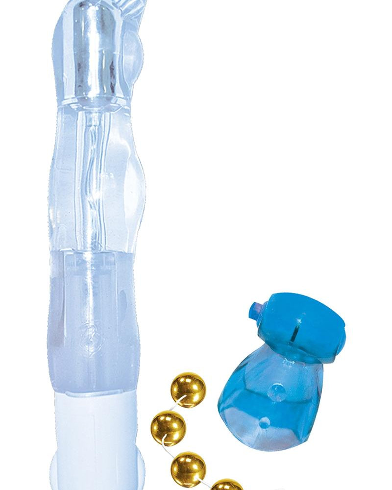 Lovers Kit 2 For Him And Her Vibrator Vibrating Cock Ring BenWa Balls Waterproof Blue Clear Gold