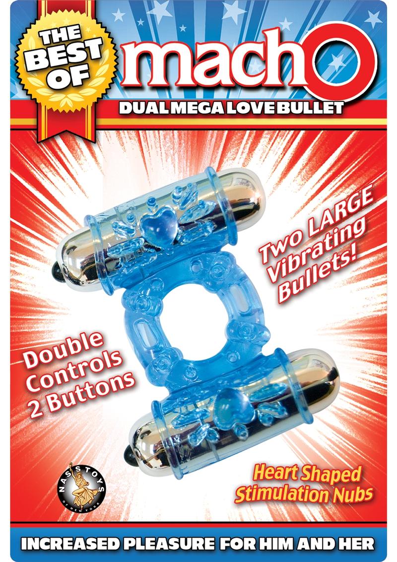 Lo mejor de MachO Dual Mega Love Bullet Cockring Azul