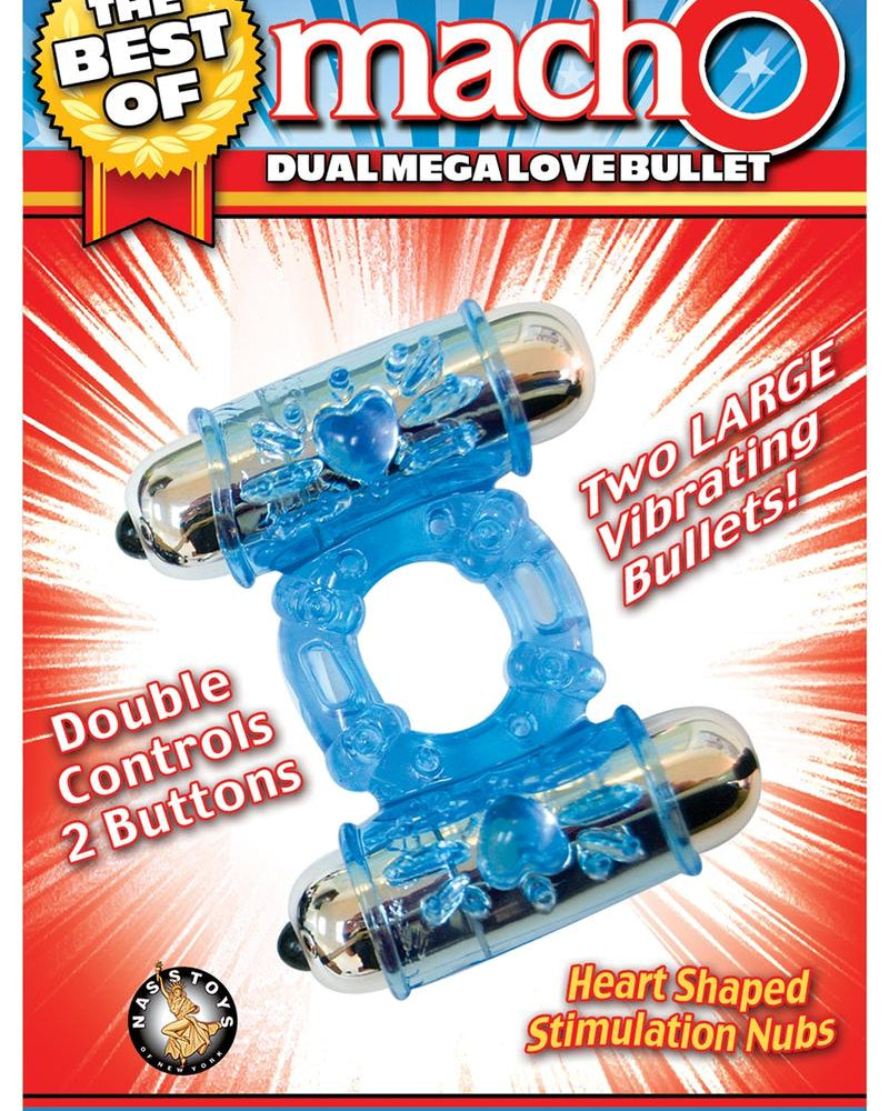The Best Of MachO Dual Mega Love Bullet Cockring Blue
