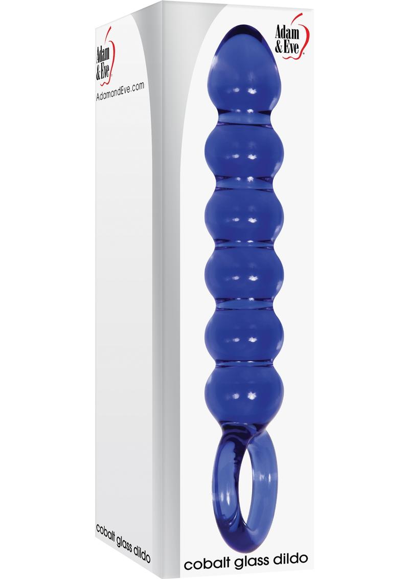 Adam and Eve - Cobalt Glass Dildo Beaded - Blue