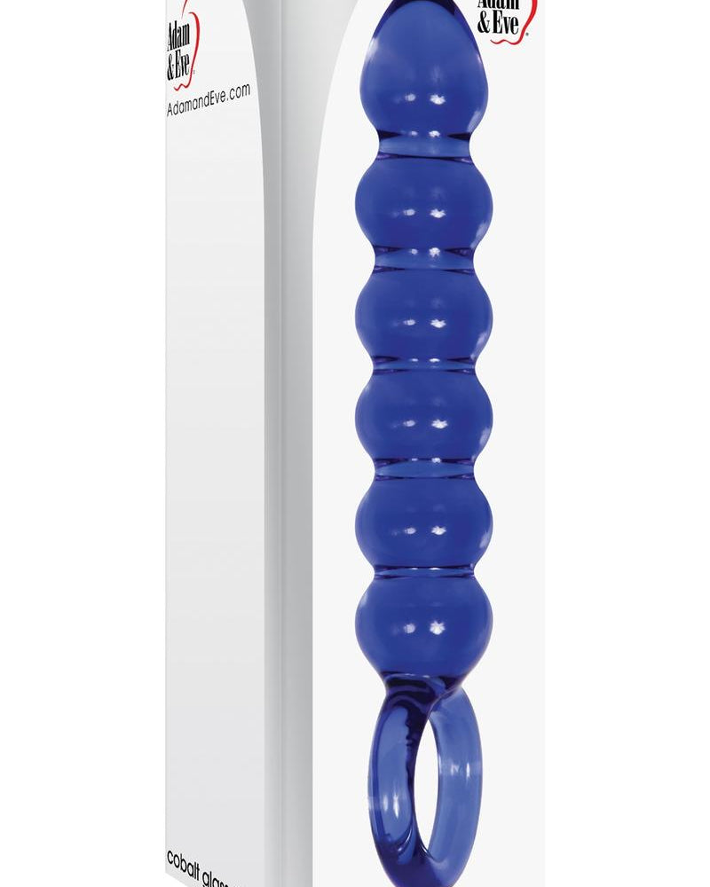Adam and Eve - Cobalt Glass Dildo Beaded - Blue