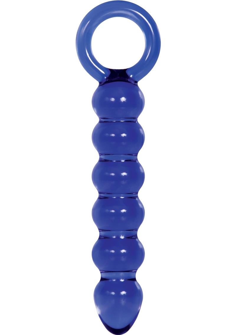 Adam and Eve - Cobalt Glass Dildo Beaded - Blue