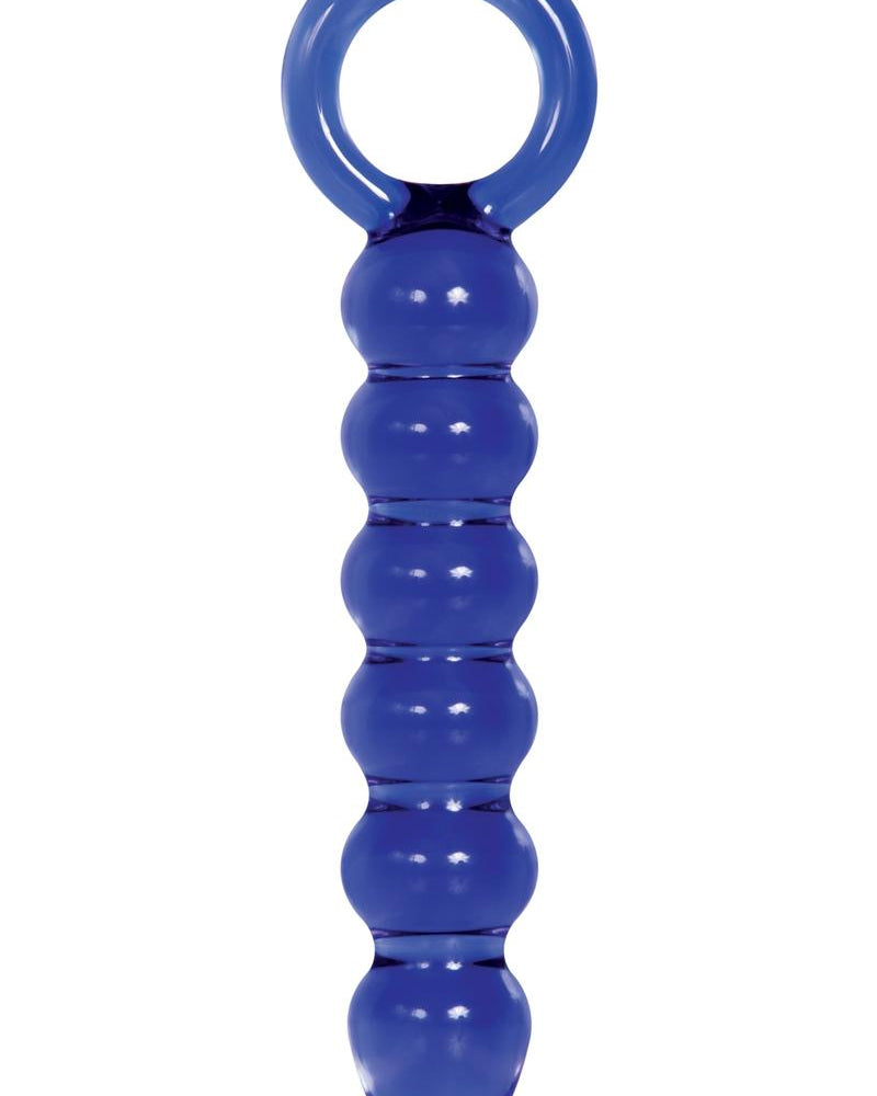Adam and Eve - Cobalt Glass Dildo Beaded - Blue