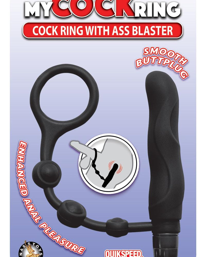 My Cock Ring With Ass Blaster Silicone Anal Plug Black