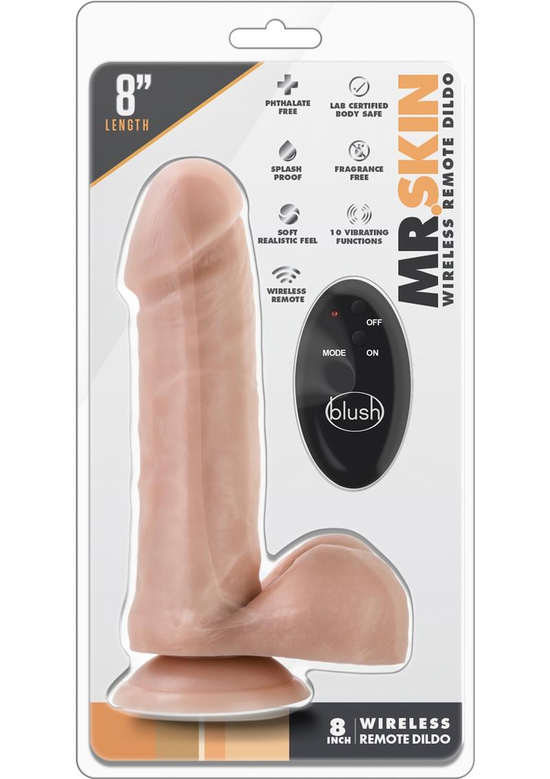 Dr. Skin 10 Function Wireless Remote Dildo Splash Proof Beige 8 Inch