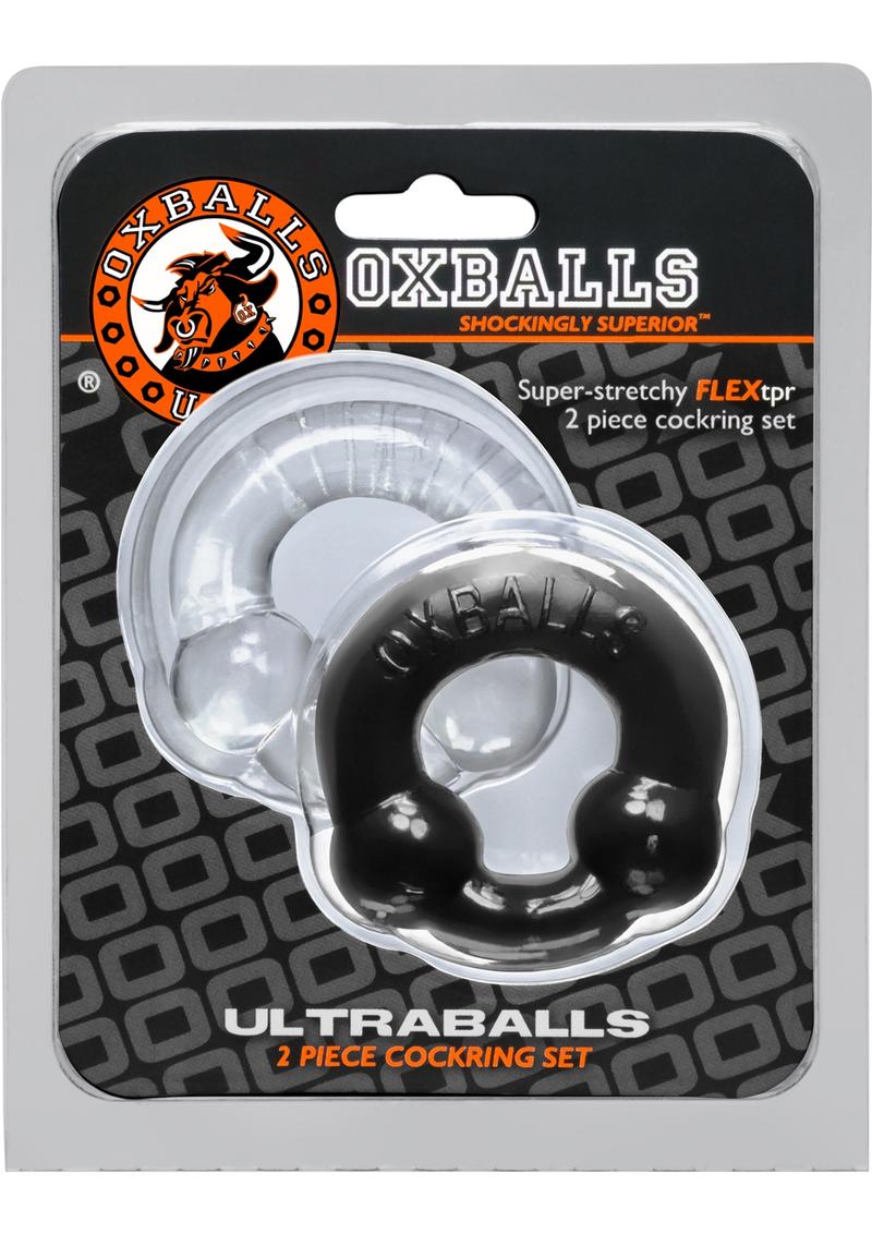 Anillo para el pene Ultraballs, paquete de 2, transparente y con parte trasera transparente