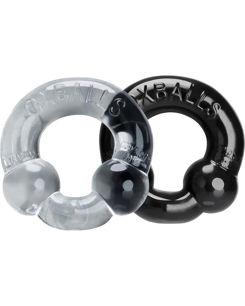Ultraballs 2 Pack Cockring Back And Clear