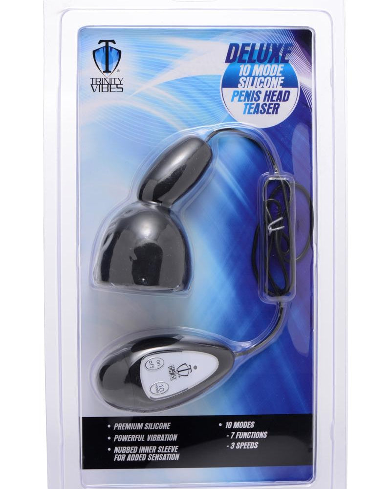 Trinity Vibes Deluxe - Masturbador masculino de silicona con 10 modos y control remoto con cable, color negro