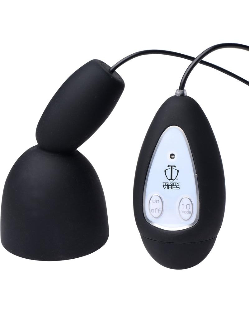 Trinity Vibes Deluxe - Masturbador masculino de silicona con 10 modos y control remoto con cable, color negro