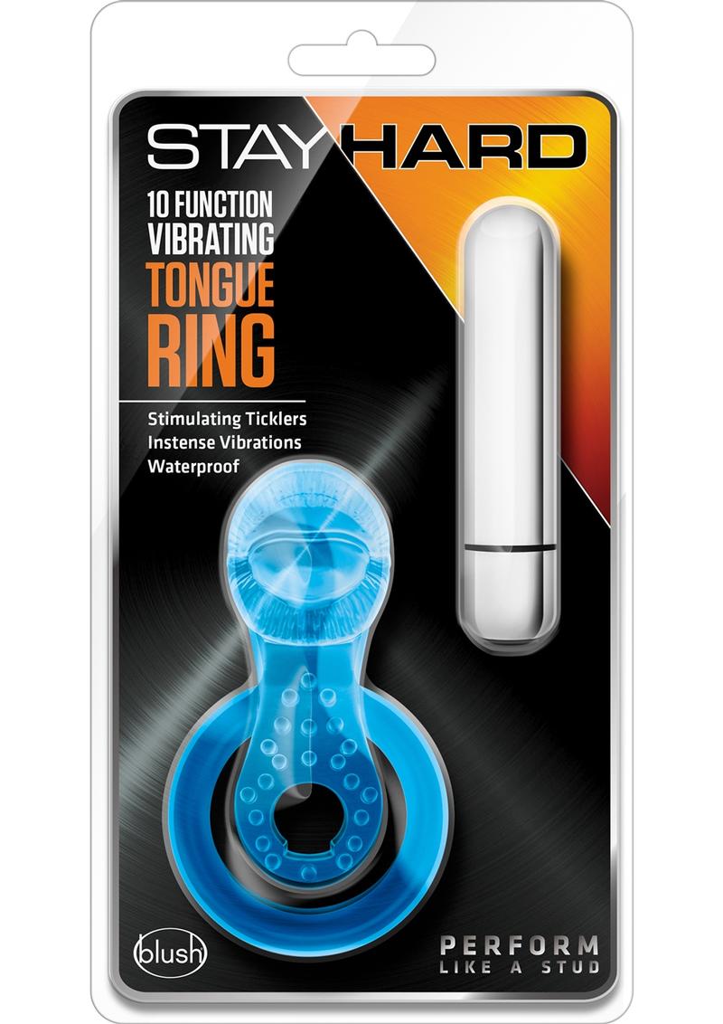 Anillo vibrador para el pene Stay Hard con 10 funciones, resistente al agua, color azul