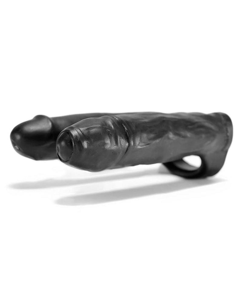 Pene de silicona con triple penetración y correa para el pene, color negro, 3 posiciones