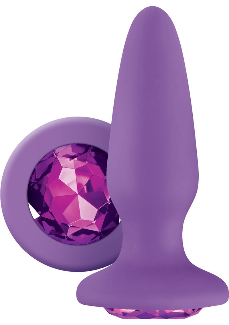 Tapón anal de silicona Glams con gema morada