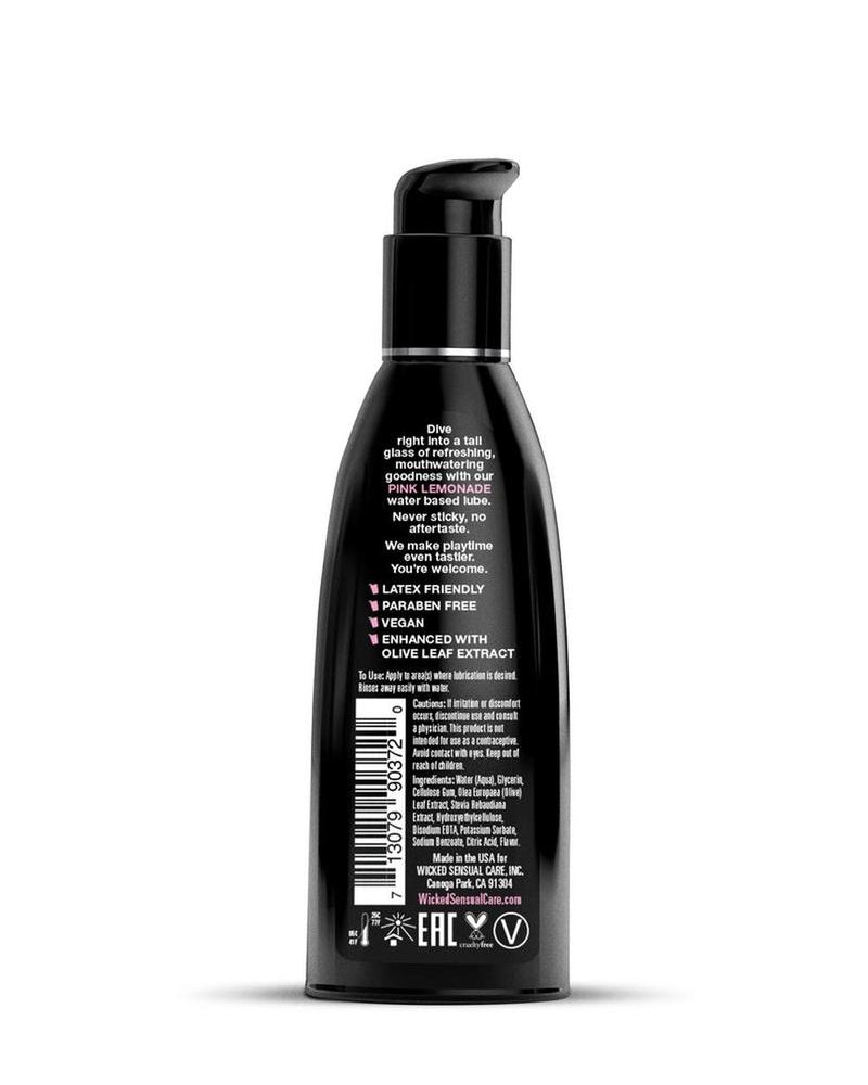 Lubricante a base de agua con sabor a limonada rosa Wicked Aqua, 2 onzas