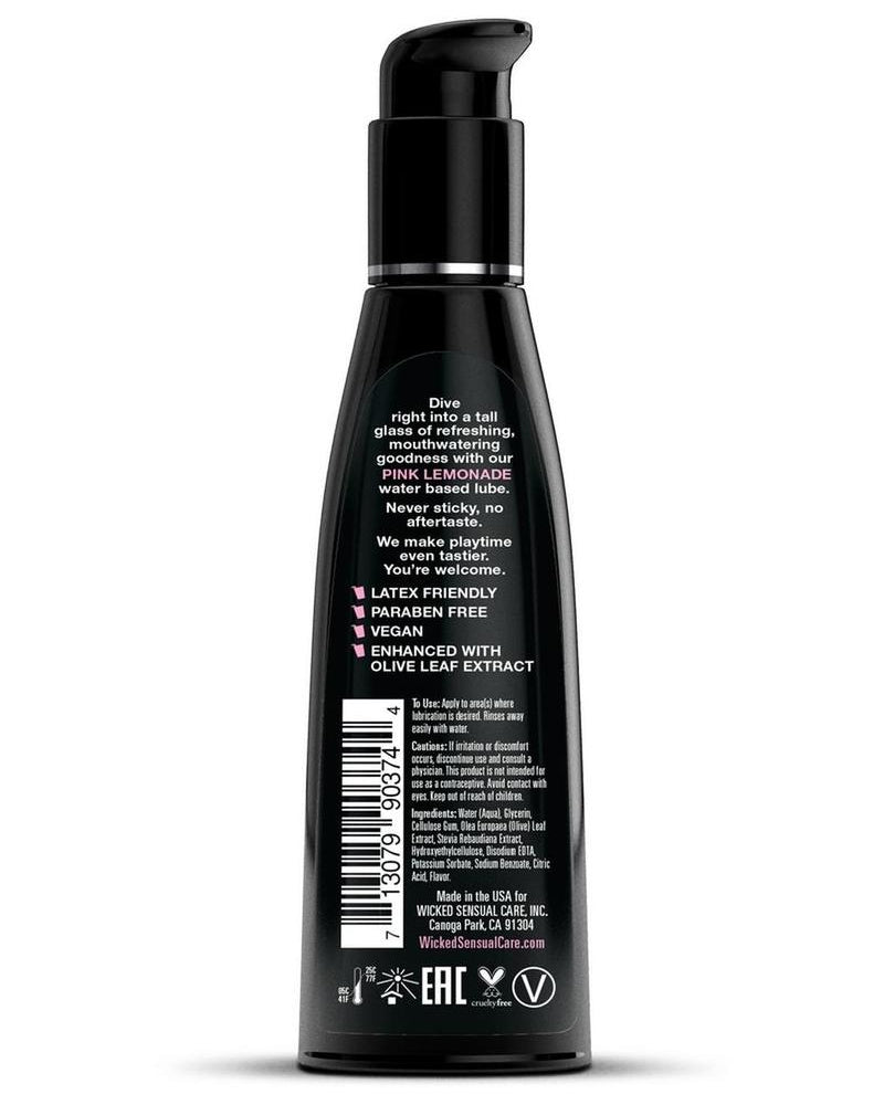 Lubricante a base de agua con sabor a limonada rosa Wicked Aqua, 4 onzas