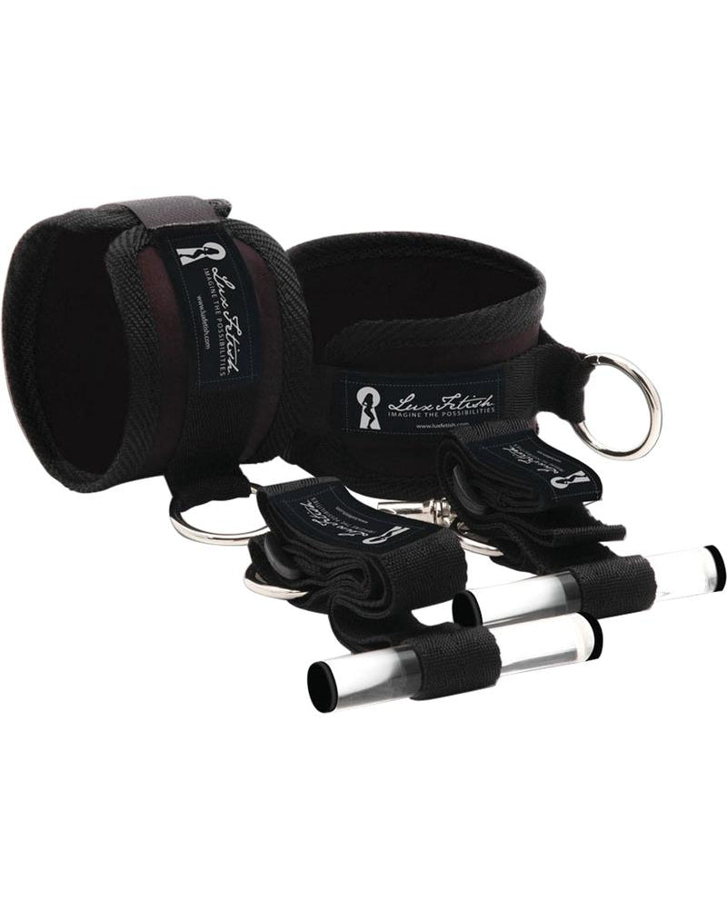 Lux Fetish Closet Cuffs Adjustable Playful Restraint System 4 Piece Set Black