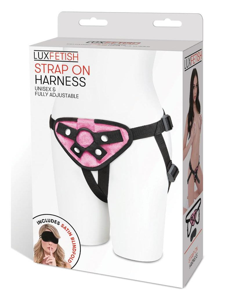 Arnés con correa ajustable de terciopelo rosa Lux Fetish