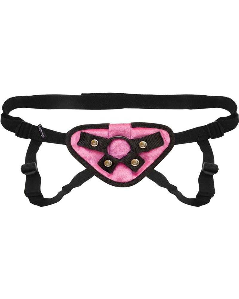 Arnés con correa ajustable de terciopelo rosa Lux Fetish
