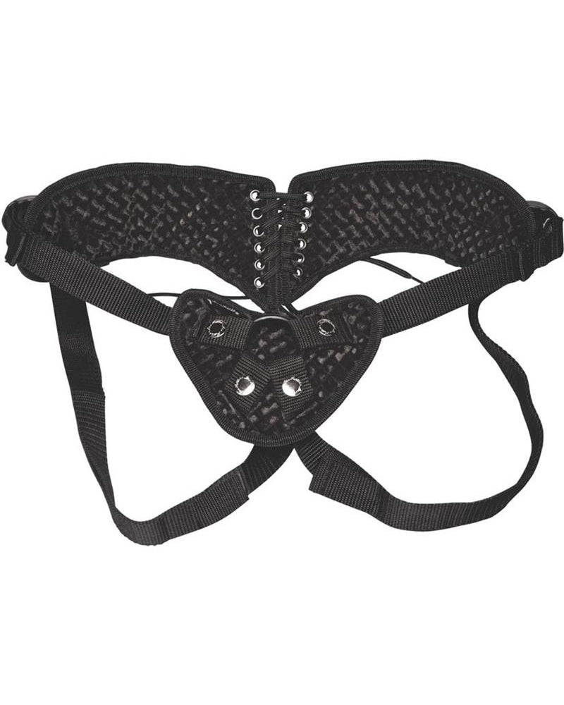 Corsé con correas ajustables de terciopelo Lux Fetish Diamond en color negro