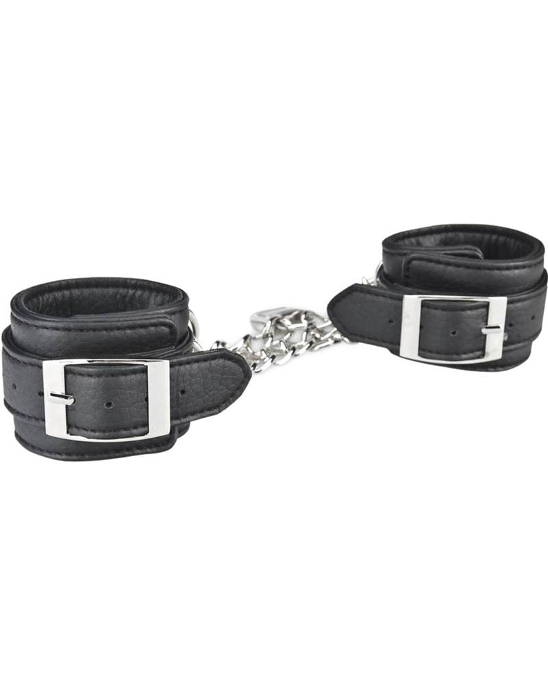 Esposas unisex de cuero sintético Lux Fetish ajustables en color negro