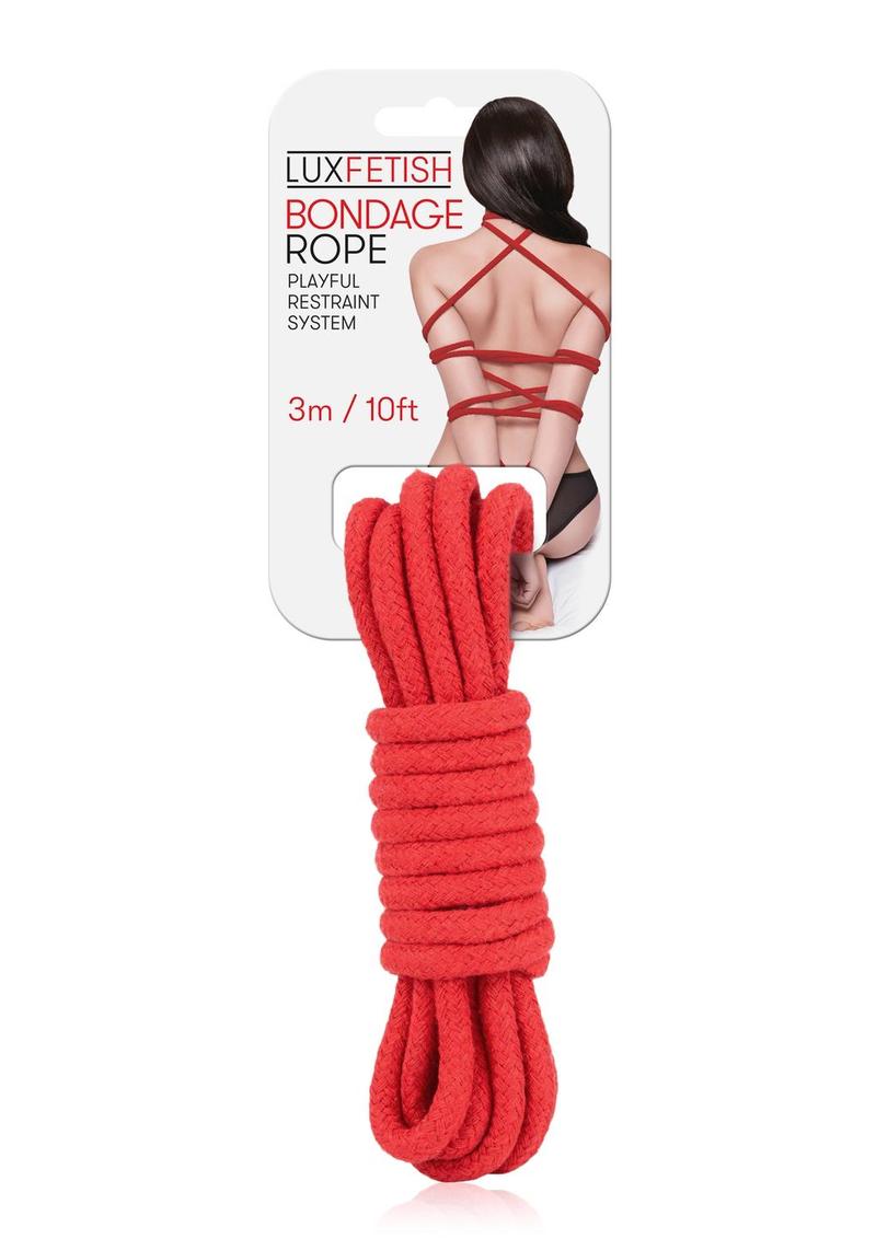 Cuerda de bondage fetichista Lux roja de 10 pies