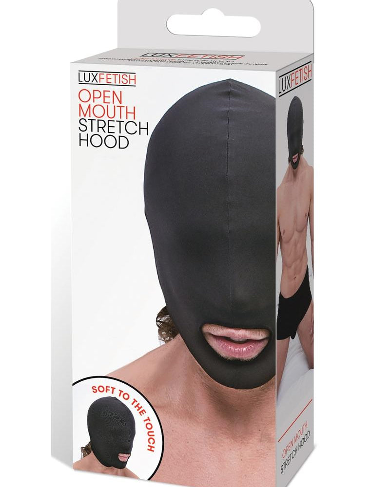 Lux Fetish Open Mouth Stretch Hood Black One Size Fits All