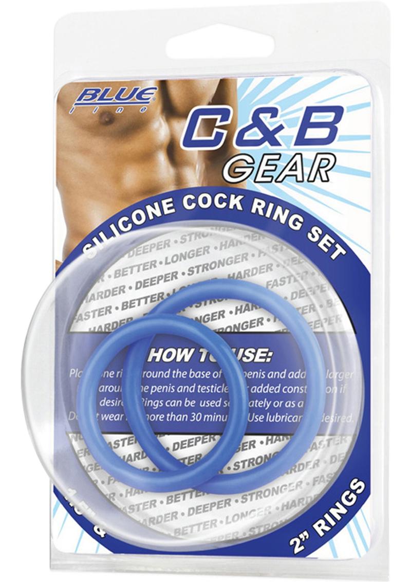 C & B Gear Silicone Cock Ring Set Blue