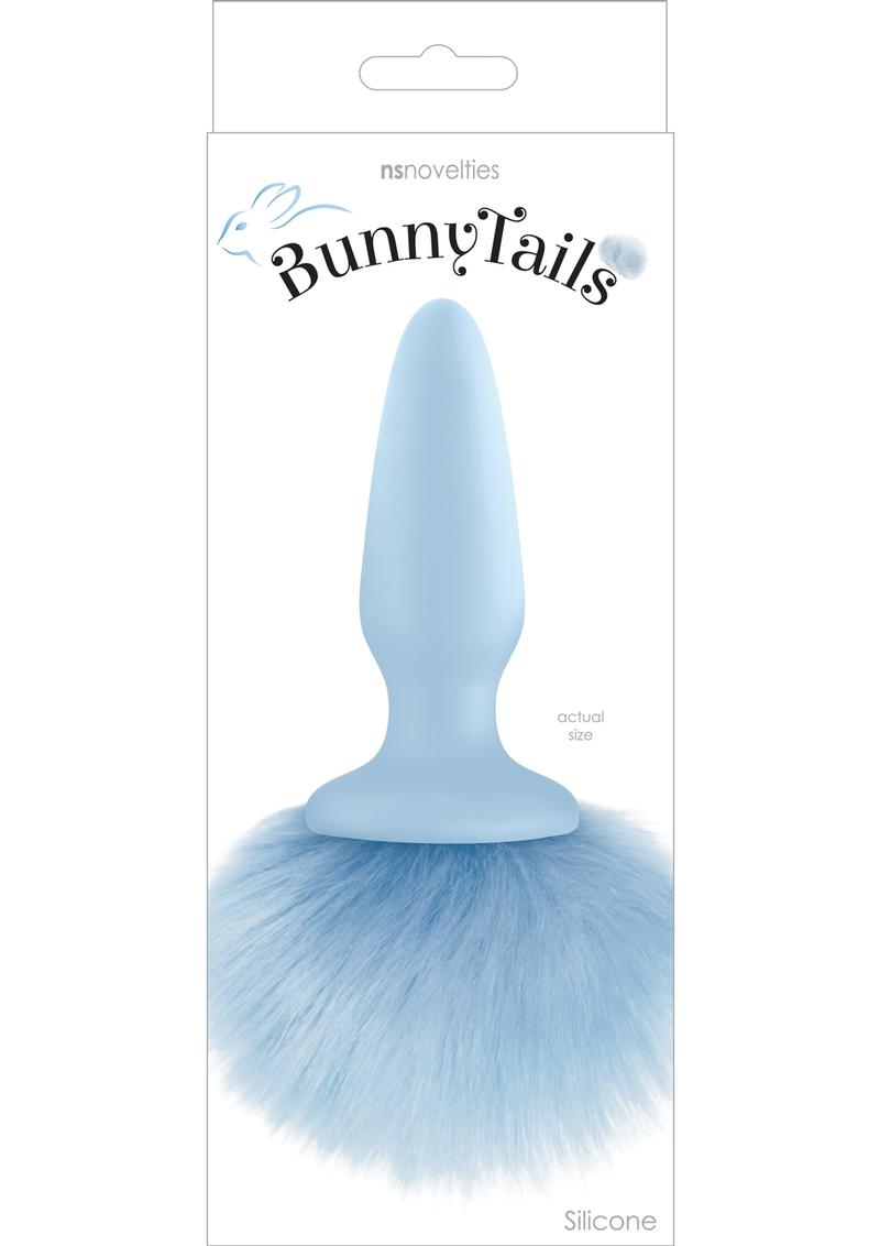 Bunny Tails Silicone Anal Plug Blue 6.7 Inch