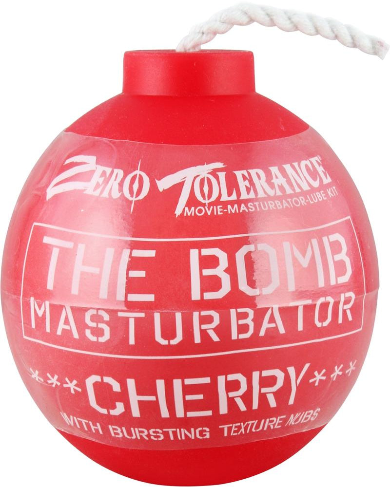 Masturbador Bomb con funda texturizada de cereza roja