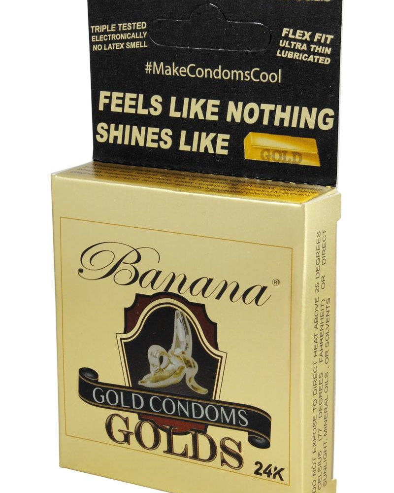 Preservativos de látex Banana Golds, 3 unidades por paquete