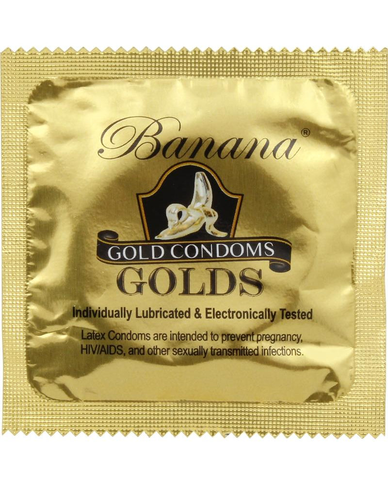 Preservativos de látex Banana Golds, 3 unidades por paquete
