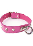 Rouge O Ring Studded Leather Collar Pink